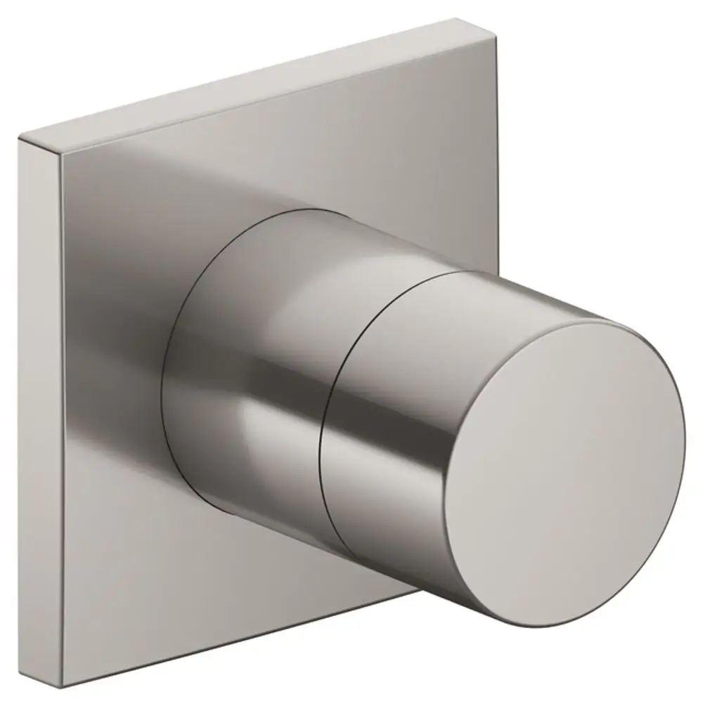 Eckige, metallische Umstell- und Abzweigarmatur von Keuco, mit druckoptimiertem Design und einfacher Handhabung.